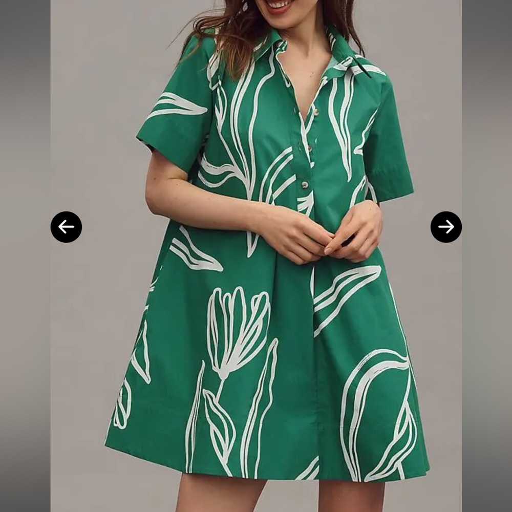 ANTHROPOLOGIE GREEN TUNIC DRESS